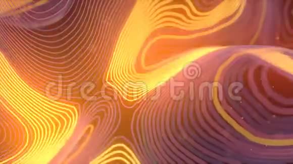 彩色变形波浪线与运动发光元素实地深度3D渲染循环动画4KUHD视频的预览图