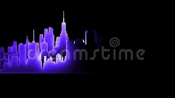 抽象璀璨的霓虹城市剪影激光工艺背景设计装载视频的预览图