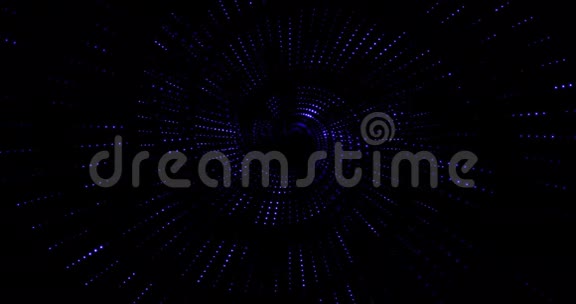 黑色背景技术中带有粒子的抽象流阵彩色闪光蓝色线涡视频的预览图