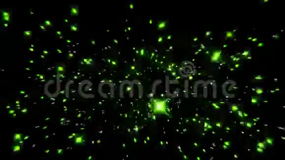 在绿星粒子场循环背景中飞行视频的预览图