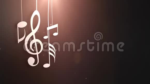 音乐音符悬挂在琴弦上从天花板上落下视频的预览图