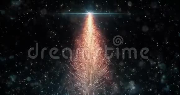 动画橙色圣诞松树星背景无缝环4k分辨率视频的预览图