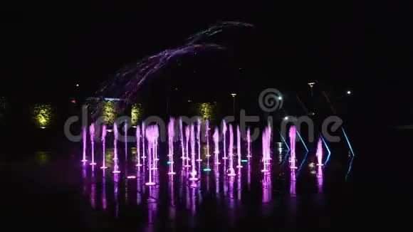 夜间照明的喷泉视频的预览图