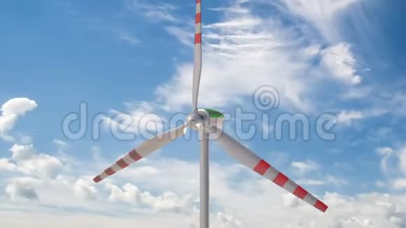在美丽的云层背景下的风力发电机使用替代能源方法的概念视频的预览图