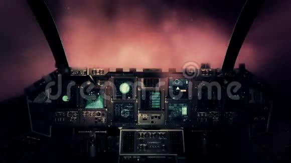 太空飞船在飞行点的驾驶舱快速穿越太空中的烟雾气体视频的预览图