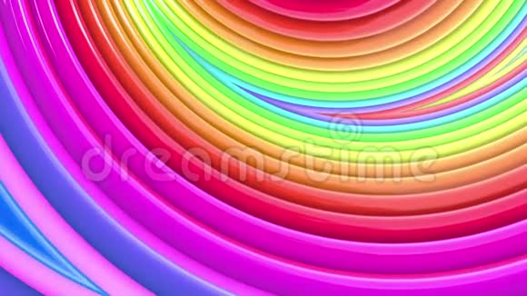 抽象3d无缝亮背景在4k彩虹五彩条纹在简单的卡通创意中循环移动视频的预览图