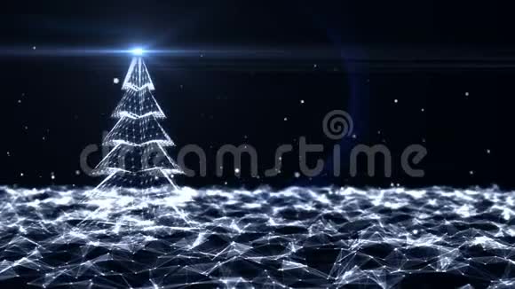 圣诞树旋转未来科技分子抽象背景圣诞节和新年天衣无缝视频的预览图