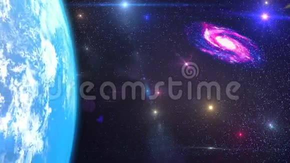 高清可循环背景有良好的螺旋星系和地球视频的预览图