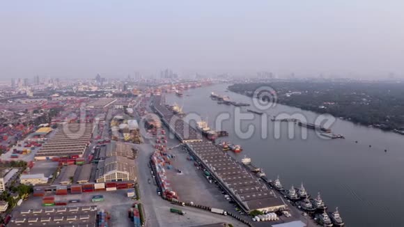曼谷港口鸟瞰图视频的预览图