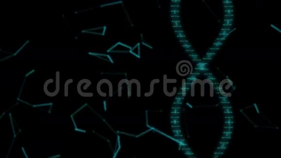 动画DNA链蓝色背景与旋转DNA视频的预览图