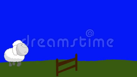 在蓝屏背景下跳过木围栏的羊数视频的预览图