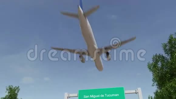飞机抵达圣米格尔德图库曼机场前往阿根廷概念4K动画视频的预览图