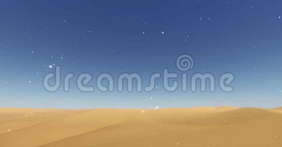 蒲公英种子被吹动漂浮在半空中蓝天和沙漠视频的预览图