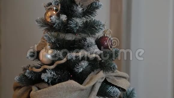 室内美丽的现代圣诞树视频的预览图