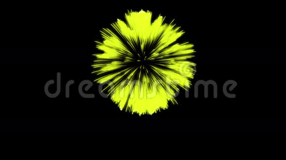 色彩斑斓的单根烟火在夜晚壮观的单一烟花3D渲染黄色版本38视频的预览图