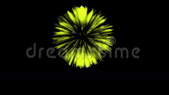 色彩斑斓的单根烟火在夜晚壮观的单一烟花3D渲染黄色版本34视频的预览图