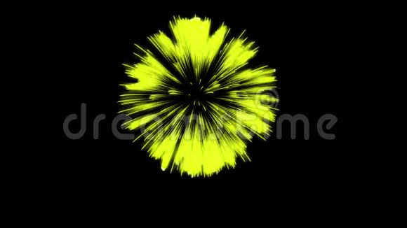 色彩斑斓的单根烟火在夜晚壮观的单一烟花3D渲染黄色版本36视频的预览图