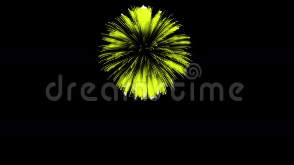 色彩斑斓的单根烟火在夜晚壮观的单一烟花3D渲染黄色版本33视频的预览图