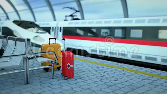 火车站的旅行行李视频的预览图