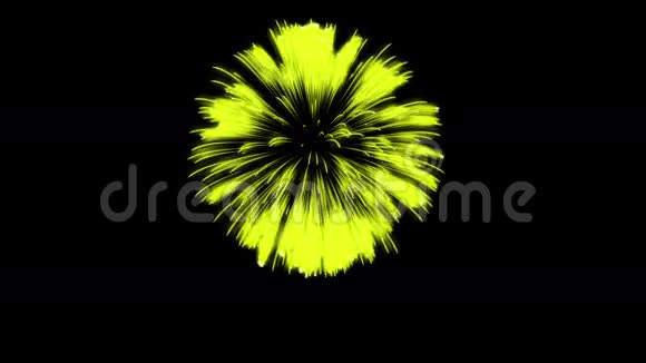 色彩斑斓的单根烟火在夜晚壮观的单一烟花3D渲染黄色版本35视频的预览图