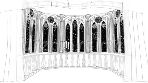 古堡哥特式阳台三维渲染循环动画背景视频的预览图