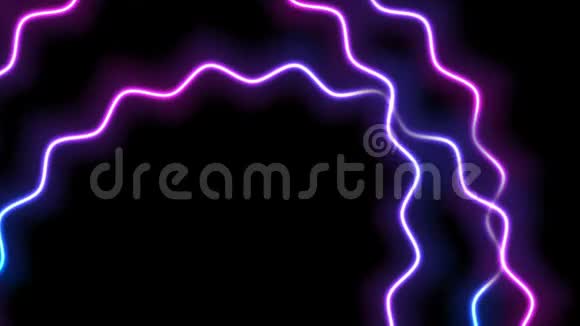 发光霓虹抽象蓝紫色波浪形圆圈视频动画视频的预览图