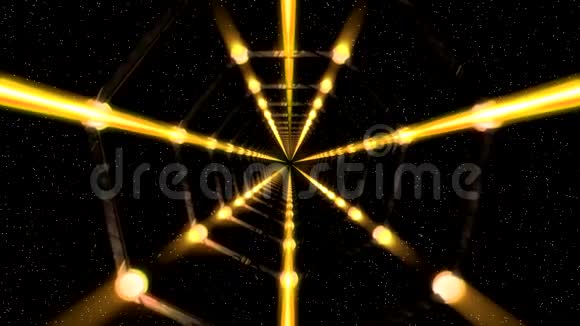 橙色黄色三维空间隧道与星型背景视频的预览图
