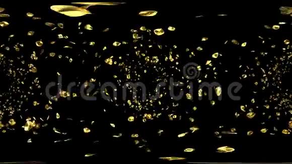 360虚拟现实飞行浪漫黄金花瓣落阿尔法通道循环视频的预览图