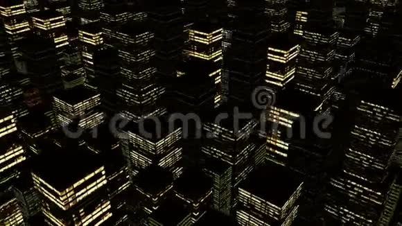 夜间摩天大楼3D动画视频的预览图