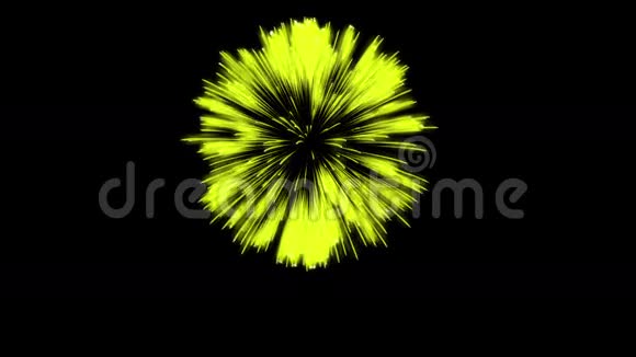 色彩斑斓的单根烟火在夜晚壮观的单一烟花3D渲染黄色版本42视频的预览图