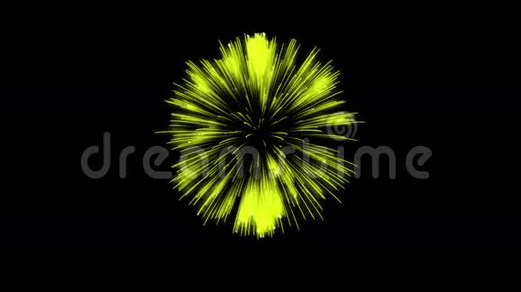 色彩斑斓的单根烟火在夜晚壮观的单一烟花3D渲染黄色版本39视频的预览图