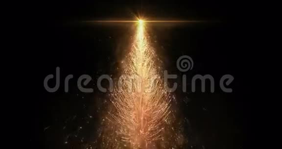 动画金圣诞松星无缝环4k视频的预览图