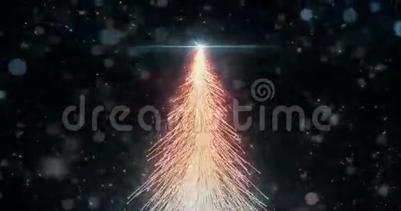 动画橙色圣诞枞树星背景无缝环路4k分辨率视频的预览图