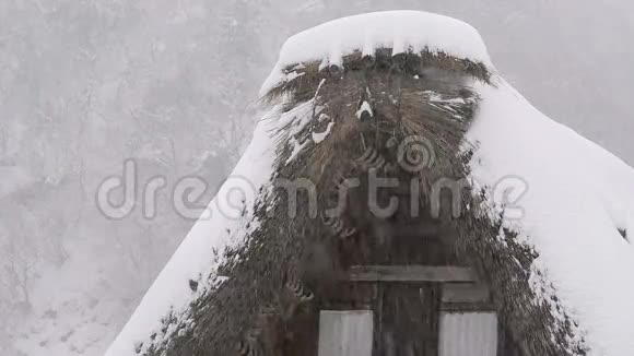 落在屋顶上的雪在日本的丰山视频的预览图