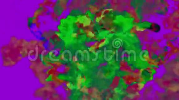 紫色背景上的绿色粒子三维动画循环视频的预览图