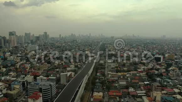 马尼拉全景菲律宾首都马尼拉市早晨的现代化大都市俯视视频的预览图