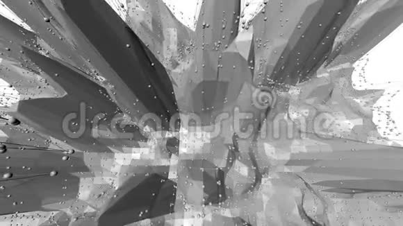 抽象黑白低聚挥三维表面作为艺术背景灰色抽象几何振动环境视频的预览图