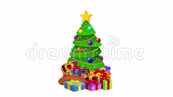 动画装饰圣诞树阿尔法频道视频的预览图
