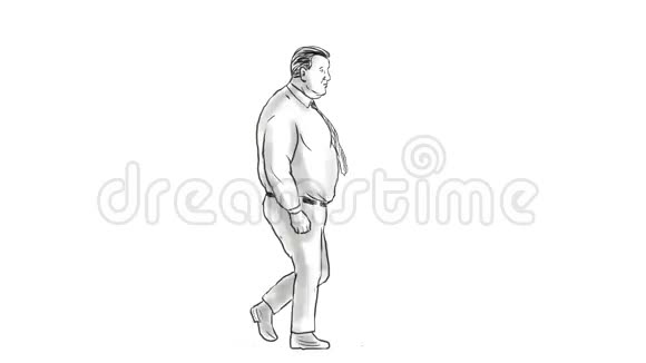 肥胖男子变形为适合男子行走2D动画视频的预览图