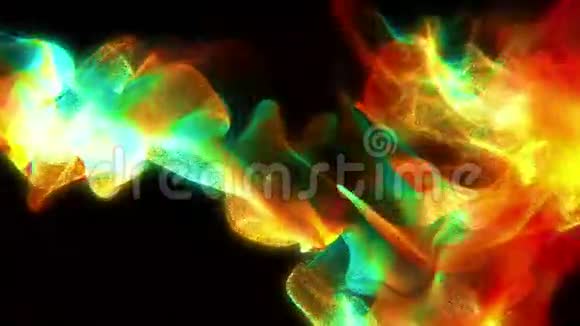 空气波动与彩色粉末三维粒子循环视频的预览图