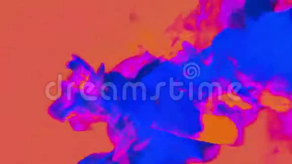 橙色背景上的粒子云三维动画循环视频的预览图