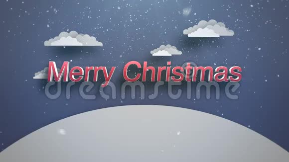 动画特写圣诞快乐文字高山和雪景视频的预览图