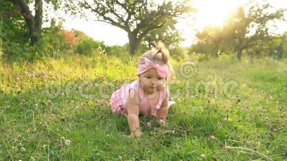 穿粉色裙子的小女孩视频的预览图