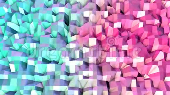 摘要简单的蓝色粉红色低聚三维表面作为元素运动图形软几何低聚运动背景视频的预览图