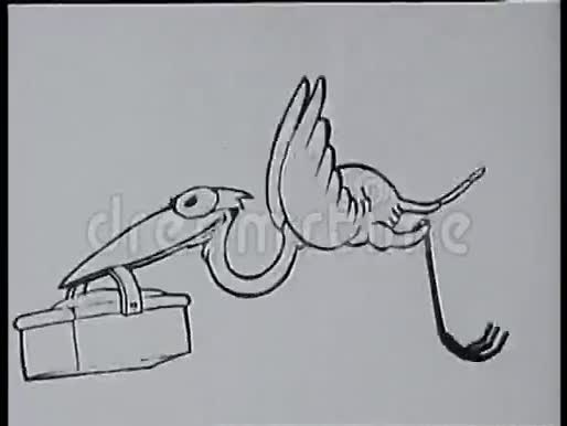 鸟在鸟嘴里用篮子飞翔视频的预览图
