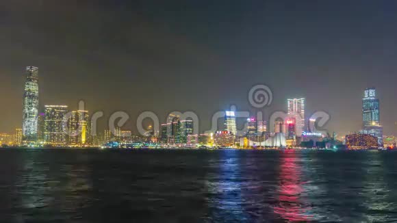 夜光香港九龙湾全景4时差中国视频的预览图