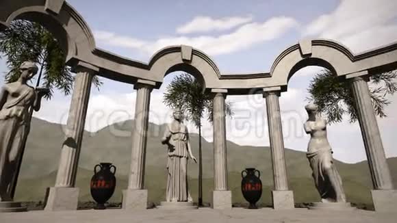 古希腊神庙有雕塑视频的预览图