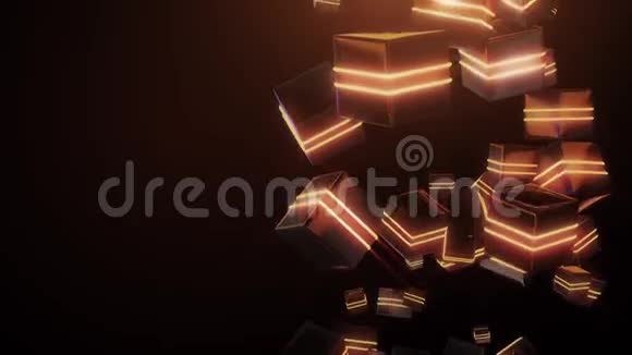抽象橙色霓虹灯方块视频的预览图