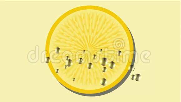新鲜果汁动画横幅与橙汁片和柠檬汽水泡视频的预览图