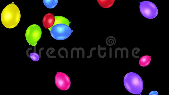 假日无缝彩色飞行气球与阿尔法频道视频的预览图